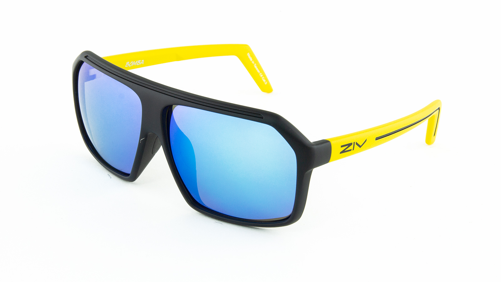 BOMBA系列F55霧黑黃框太陽眼鏡45度角產品照