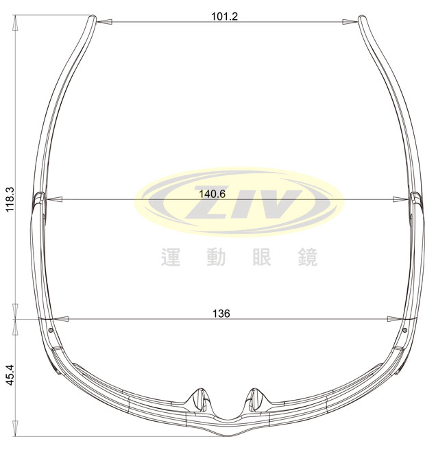 ZIV運動太陽眼鏡  JET系列尺寸圖